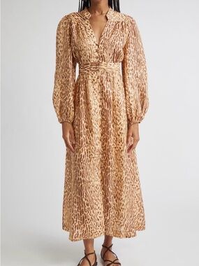Zimmermann Leopard-Print Maxi Dress in Tan and Brown
